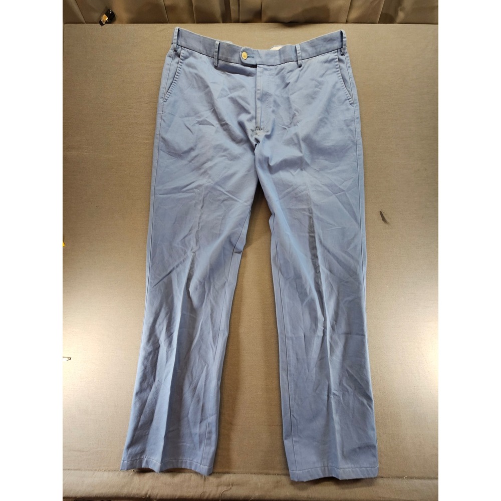 Peter Millar Crown Comfort Chino Pants Mens 40 Light Blue Flat Front Trousers